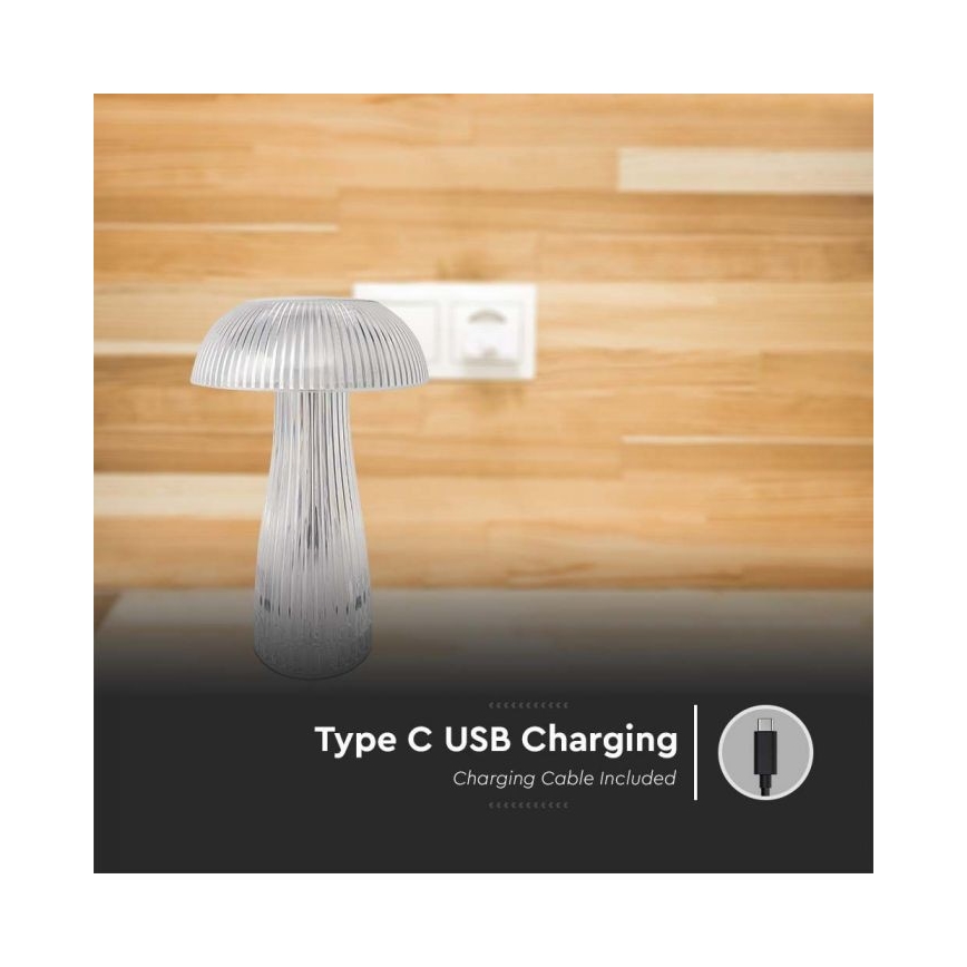 LED dimmbare, wiederaufladbare Touch-Tischlampe LED/1W/5V 3000-6000K 1800 mAh klar