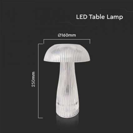 LED dimmbare, wiederaufladbare Touch-Tischlampe LED/1W/5V 3000-6000K 1800 mAh klar