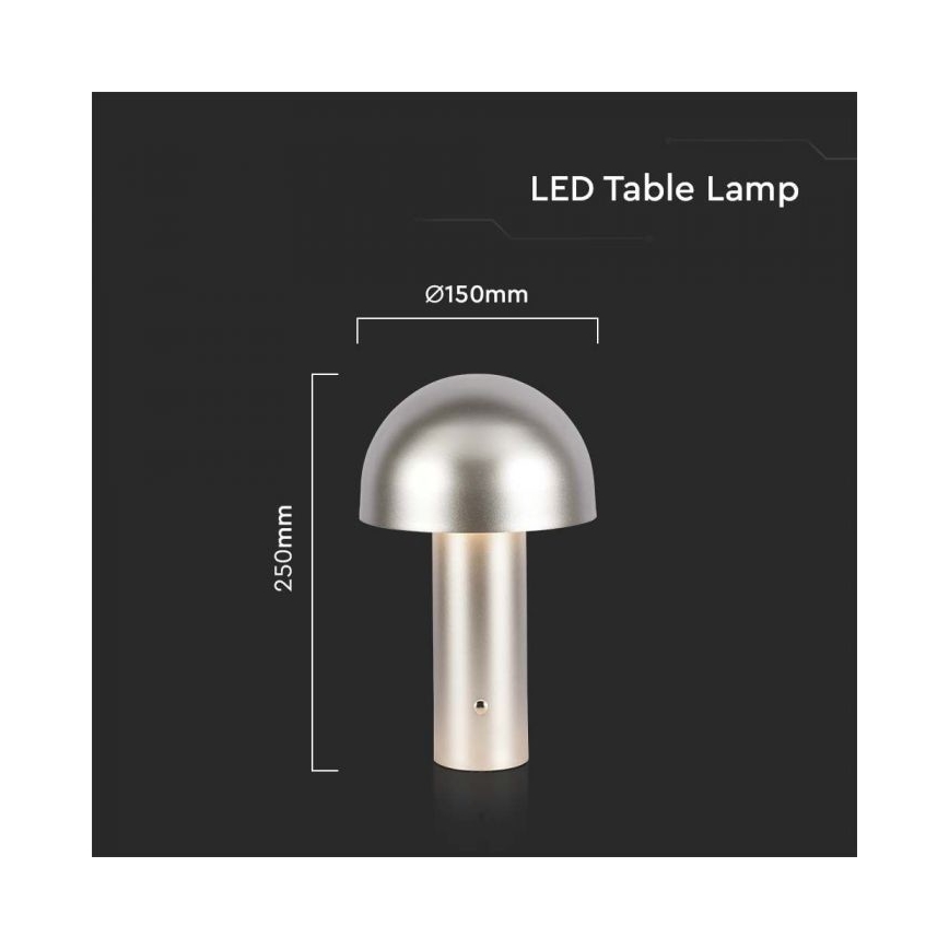 LED dimmbare wiederaufladbare Touch-Tischlampe LED/1W/5V 3000-6000K 1800 mAh gold