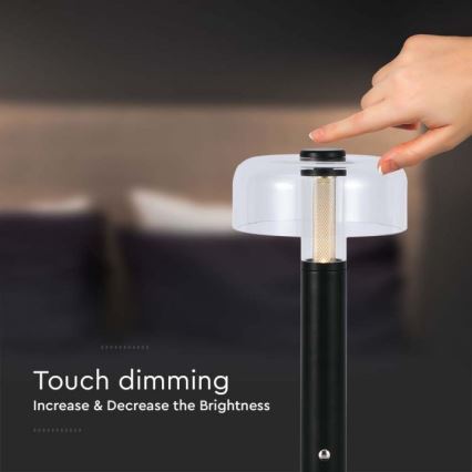 LED dimmbare wiederaufladbare Touch-Tischlampe LED/1W/5V 3000K 1800 mAh schwarz