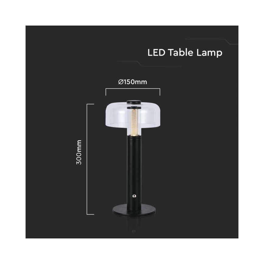 LED dimmbare wiederaufladbare Touch-Tischlampe LED/1W/5V 3000K 1800 mAh schwarz