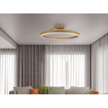 LED Dimmbarer Deckenleuchter LED/40W/230V 3000-6500K Gold + Fernbedienung