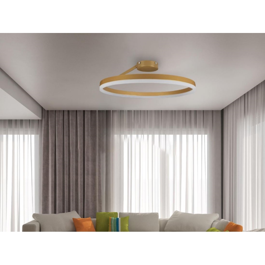 LED Dimmbarer Deckenleuchter LED/40W/230V 3000-6500K Gold + Fernbedienung