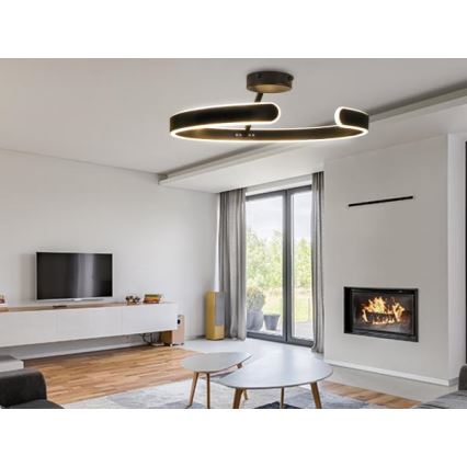 LED Dimmbarer Deckenleuchter LED/72W/230V 3000-6500K Schwarz + Fernbedienung