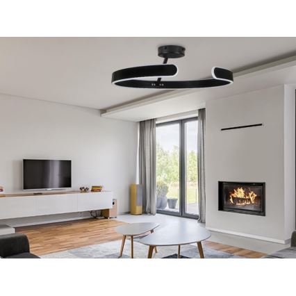LED Dimmbarer Deckenleuchter LED/72W/230V 3000-6500K Schwarz + Fernbedienung