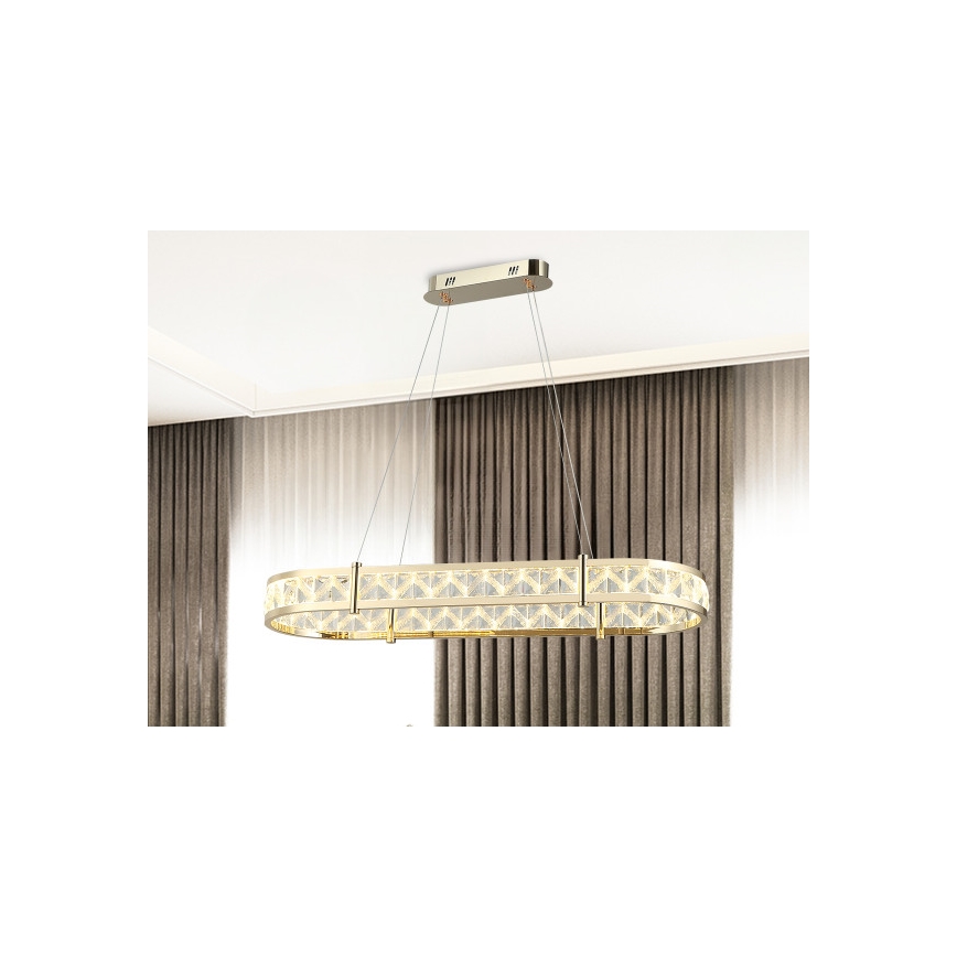 LED-dimmbarer Kristall-Pendelleuchter an Seil ENRIQUE LED/50W//230V 3000-6000K + Fernbedienung