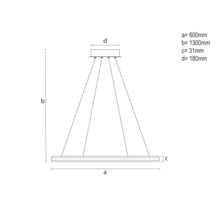 LED-dimmbare Pendelleuchte mit Seilaufhängung LED/55W/230V 3000-6500K Ø 60 cm + Fernbedienung