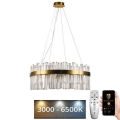 LED dimmbarer Kristall-Kronleuchter an Kabel LED/110W/230V 3000-6500K gold + Fernbedienung