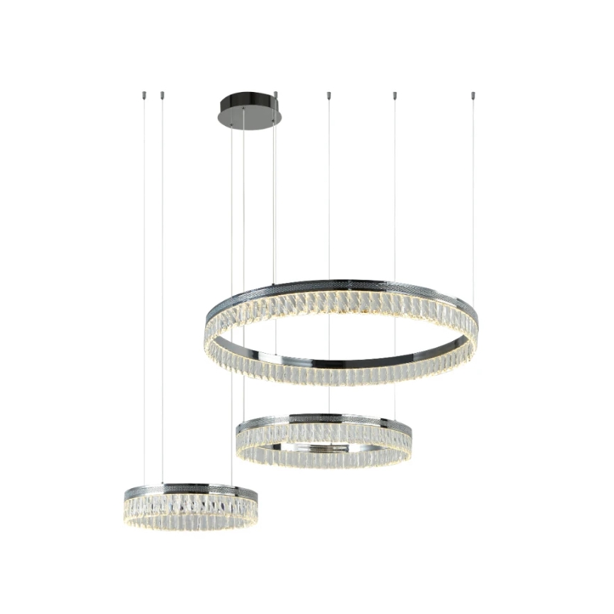 LED-dimmbarer Kristall-Pendelleuchter an Stahlseil THALIA LED/120W/230V 3000-6000K + Fernbedienung