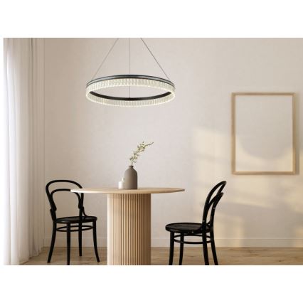 Dimmbarer Kristall-Pendelleuchter THALIA an Stahlseil LED/55W/230V 3000–6000 K Ø 80 cm + Fernbedienung