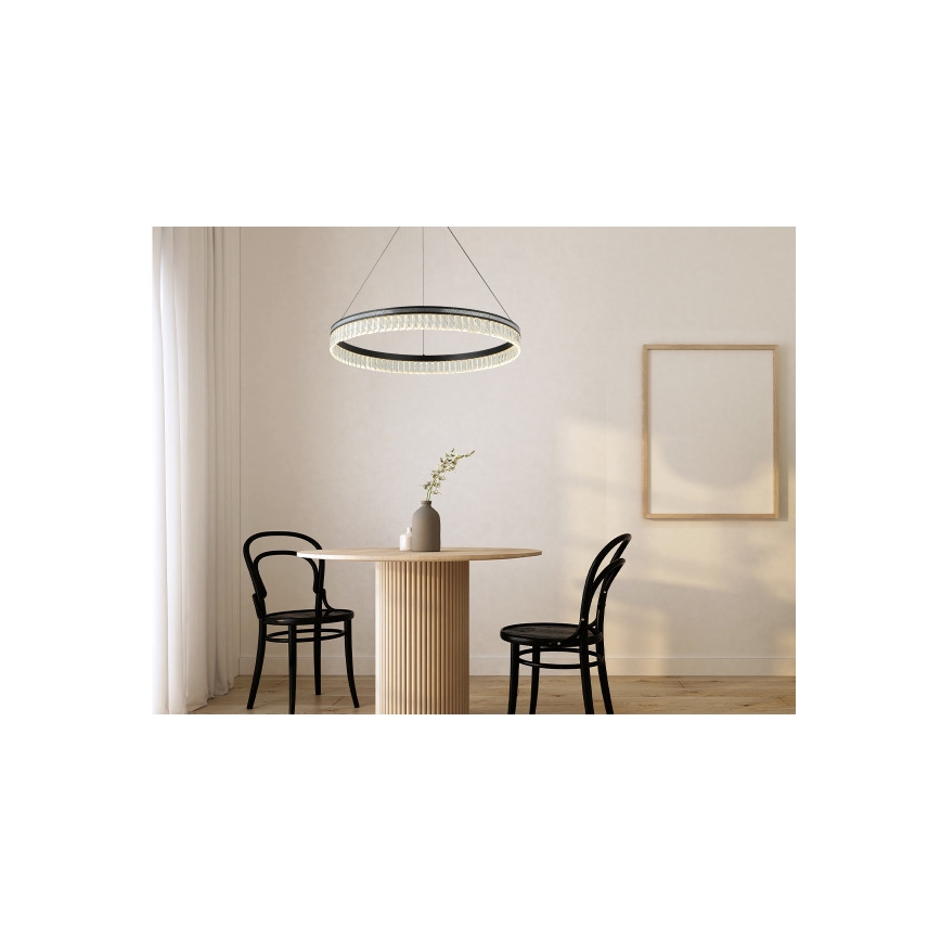 Dimmbarer Kristall-Pendelleuchter THALIA an Stahlseil LED/55W/230V 3000–6000 K Ø 80 cm + Fernbedienung