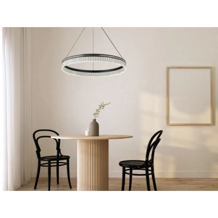 Dimmbarer Kristall-Pendelleuchter THALIA an Stahlseil LED/55W/230V 3000–6000 K Ø 80 cm + Fernbedienung