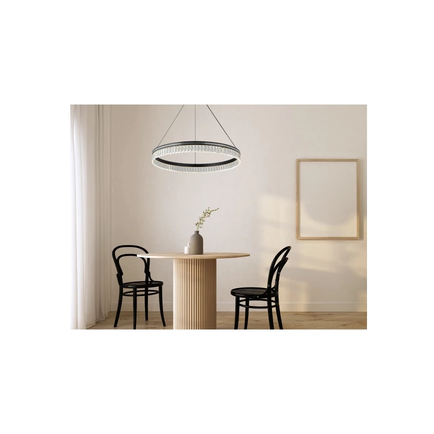 Dimmbarer Kristall-Pendelleuchter THALIA an Stahlseil LED/55W/230V 3000–6000 K Ø 80 cm + Fernbedienung