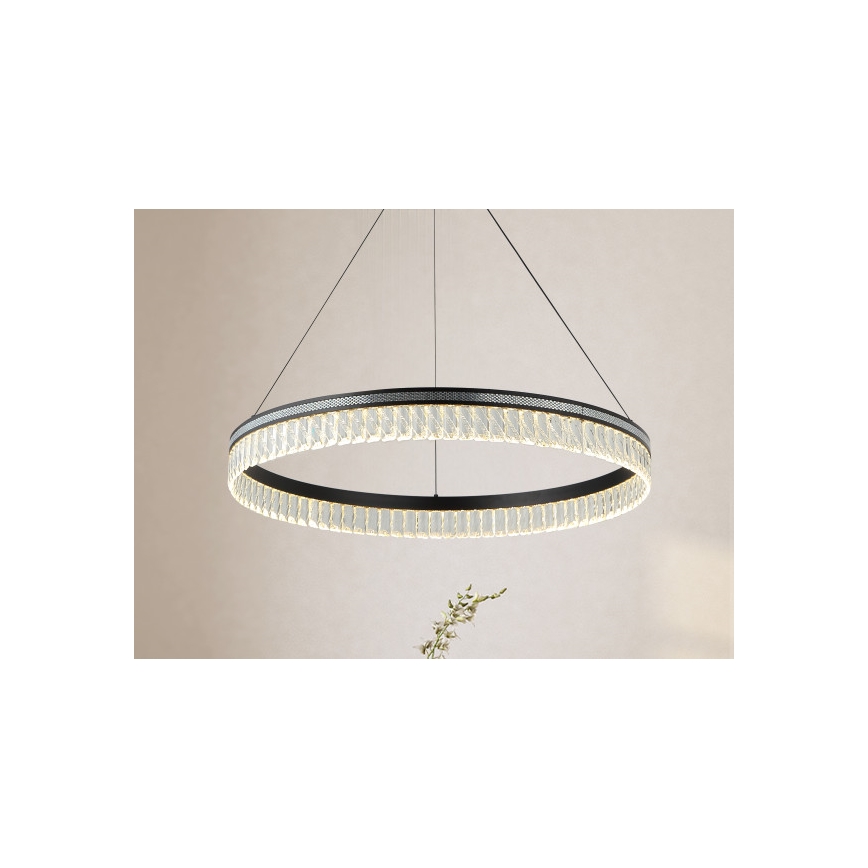 Dimmbarer Kristall-Pendelleuchter THALIA an Stahlseil LED/55W/230V 3000–6000 K Ø 80 cm + Fernbedienung