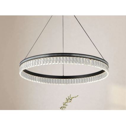 Dimmbarer Kristall-Pendelleuchter THALIA an Stahlseil LED/55W/230V 3000–6000 K Ø 80 cm + Fernbedienung