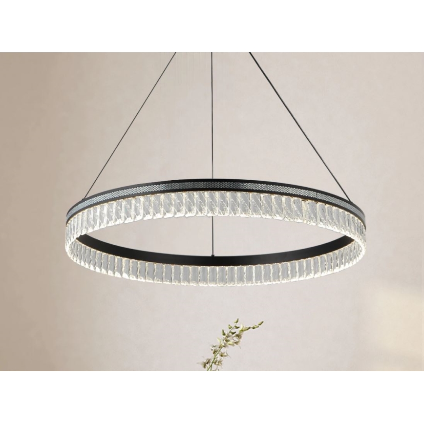 Dimmbarer Kristall-Pendelleuchter THALIA an Stahlseil LED/55W/230V 3000–6000 K Ø 80 cm + Fernbedienung