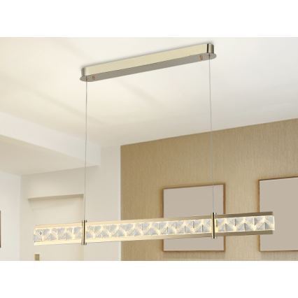 LED-dimmbarer Kristall-Pendelleuchter an Stahlseil ENRIQUE LED/20W//230V 3000-6000K + Fernbedienung
