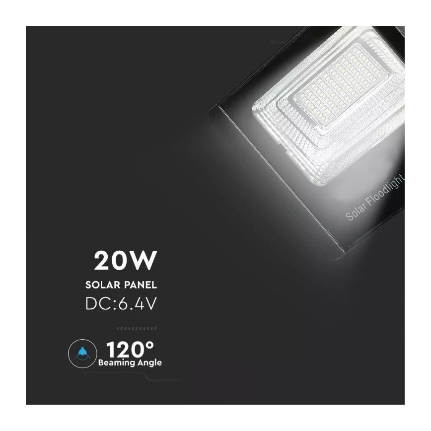 LED dimmbarer Solarstrahler LED/20W/6,4V 4000K IP65 10000 mAh + Fernbedienung