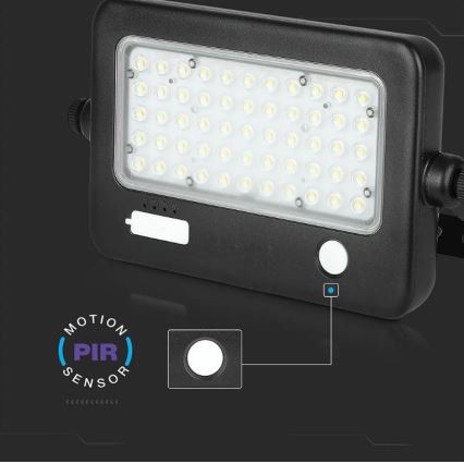 LED dimmbarer Solarstrahler mit Sensor LED/10W/3,7V 4000K IP65 7200 mAh + USB-Anschluss