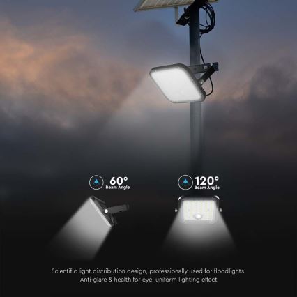 LED dimmbarer Solarstrahler mit Sensor LED/10W/3,7V 4000/6000K IP65 3600 mAh + Fernbedienung