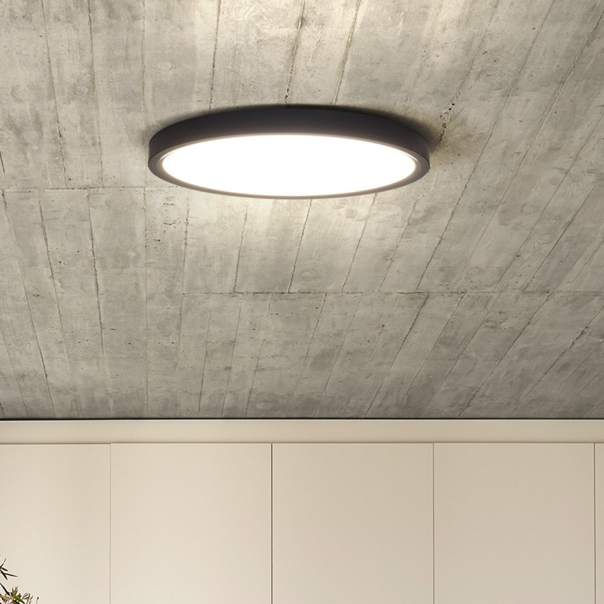 LED Dimmbares Deckenleuchte ESTELA LED/36W/230V Ø30 cm Schwarz + Fernbedienung