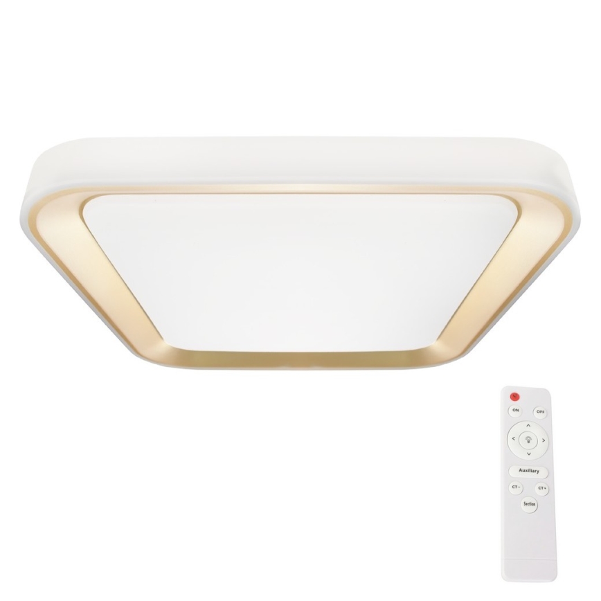 LED Dimmbares Deckenleuchte QUADRO LED/66W/230V 3000-6000K Weiß/Gold + Fernbedienung