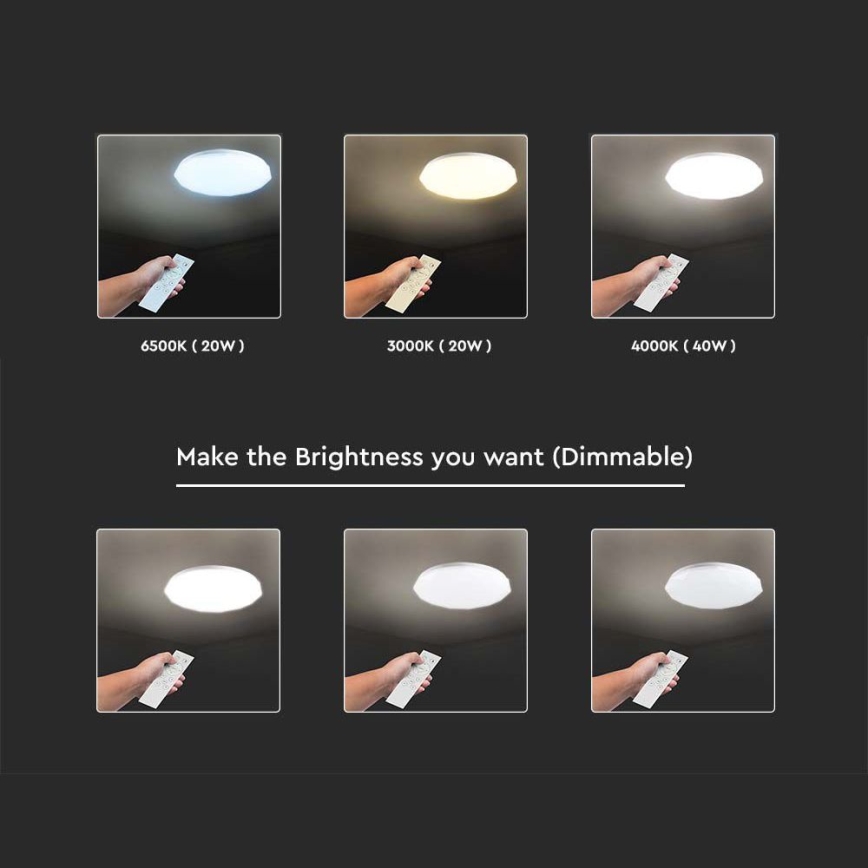 LED dimmbares Deckenleuchte LED/40W/230V 3000K/4000K/6500K Ø 38,8 cm + Fernbedienung
