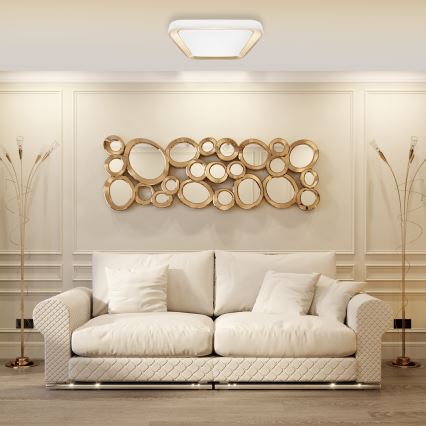 LED Dimmbares Deckenleuchte QUADRO LED/66W/230V 3000-6000K Weiß/Gold + Fernbedienung