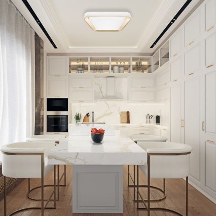 LED Dimmbares Deckenleuchte QUADRO LED/66W/230V 3000-6000K Weiß/Gold + Fernbedienung