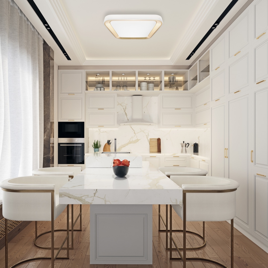 LED Dimmbares Deckenleuchte QUADRO LED/66W/230V 3000-6000K Weiß/Gold + Fernbedienung