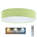 LED Dimmbares Kinder-Deckenleuchte SMART GALAXY KIDS LED/24W/230V 3000-6500K grüne/weiße Punkte + Fernbedienung