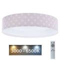 LED Dimmbares Kinder-Deckenleuchte SMART GALAXY KIDS LED/24W/230V 3000-6500K Sternchen rosa/weiß + Fernbedienung