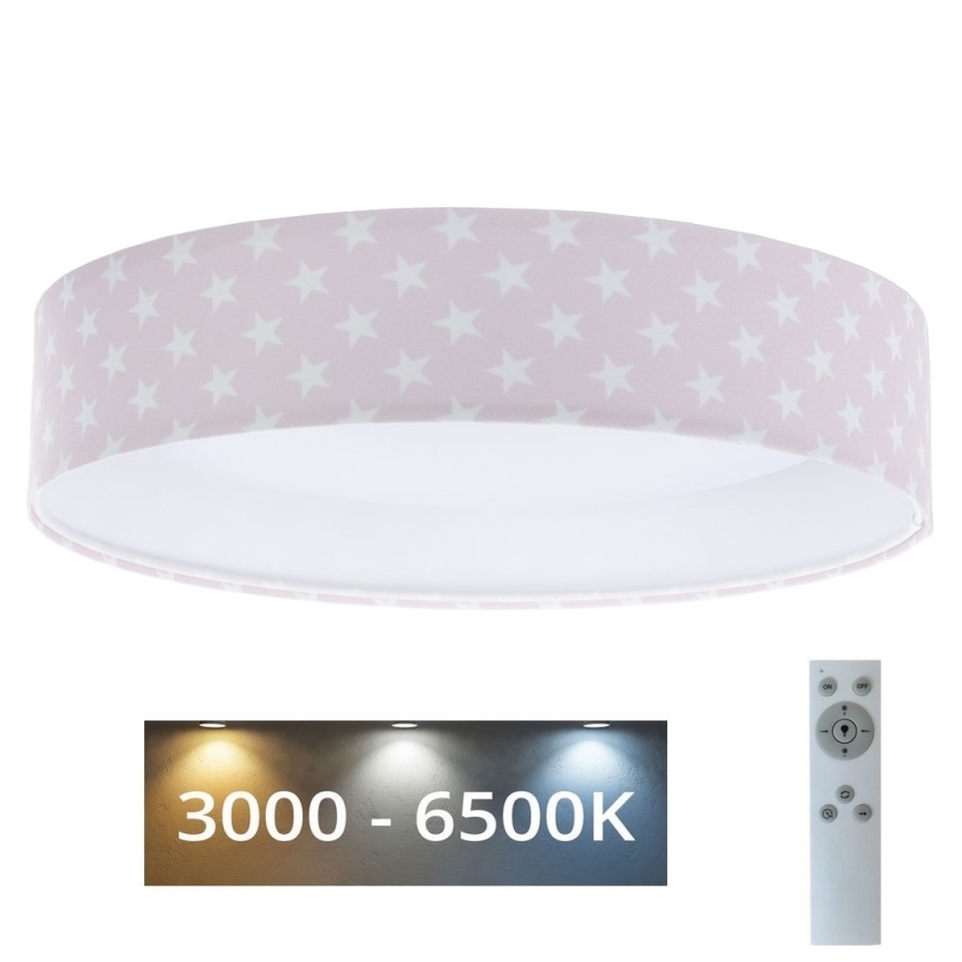 LED Dimmbares Kinder-Deckenleuchte SMART GALAXY KIDS LED/24W/230V 3000-6500K Sternchen rosa/weiß + Fernbedienung