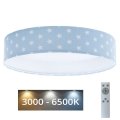 LED Dimmbares Kinder-Deckenleuchte SMART GALAXY KIDS LED/24W/230V 3000-6500K Sternenmuster blau/weiß + Fernbedienung