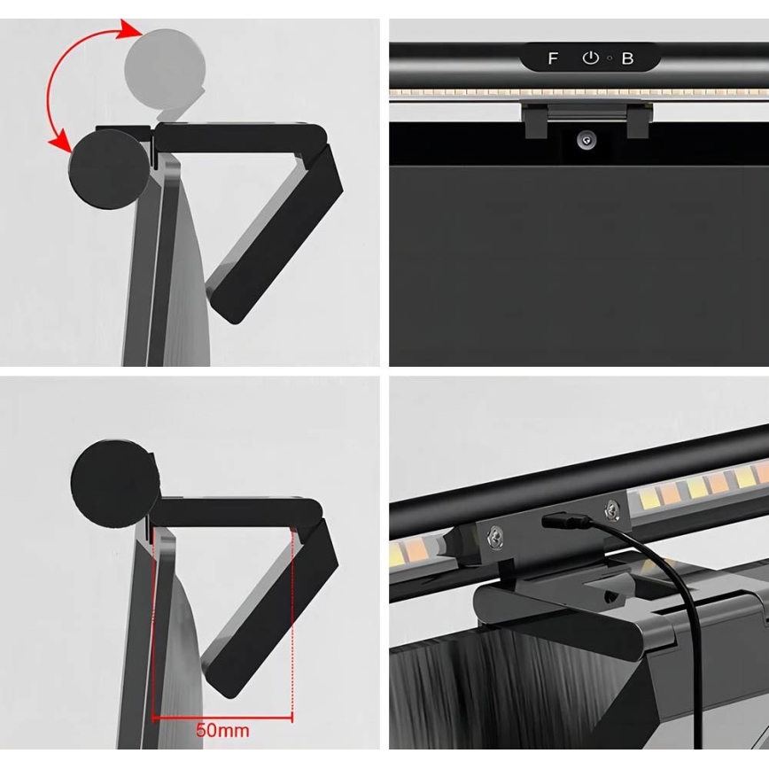 LED dimmbares Touch-Monitorlicht LED/5W/5V 3000/4000/5000/6000K 42 cm schwarz