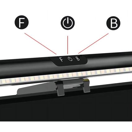 LED dimmbares Touch-Monitorlicht LED/5W/5V 3000/4000/5000/6000K 42 cm schwarz