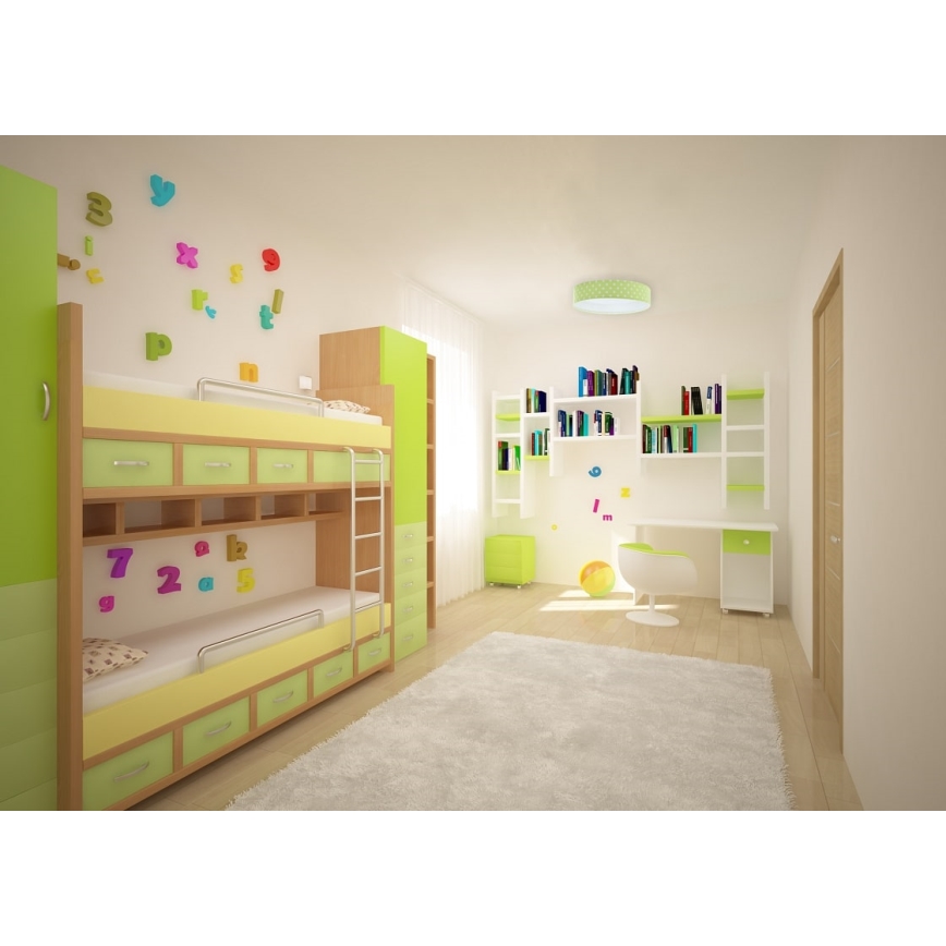 LED Dimmbares Kinder-Deckenleuchte SMART GALAXY KIDS LED/24W/230V 3000-6500K grüne/weiße Punkte + Fernbedienung