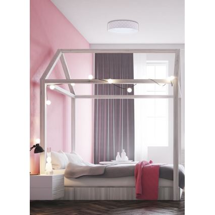 LED Dimmbares Kinder-Deckenleuchte SMART GALAXY KIDS LED/24W/230V 3000-6500K Sternchen rosa/weiß + Fernbedienung