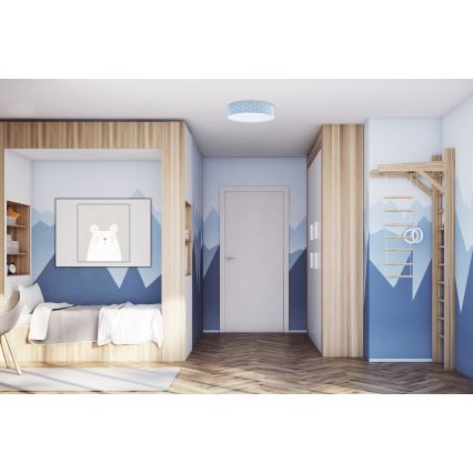 LED Dimmbares Kinder-Deckenleuchte SMART GALAXY KIDS LED/24W/230V 3000-6500K Sternenmuster blau/weiß + Fernbedienung