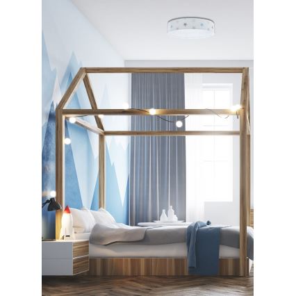 LED Dimmbares Kinder-Deckenleuchte SMART GALAXY KIDS LED/24W/230V 3000-6500K Sternchen Weiß/Grau/Blau + Fernbedienung