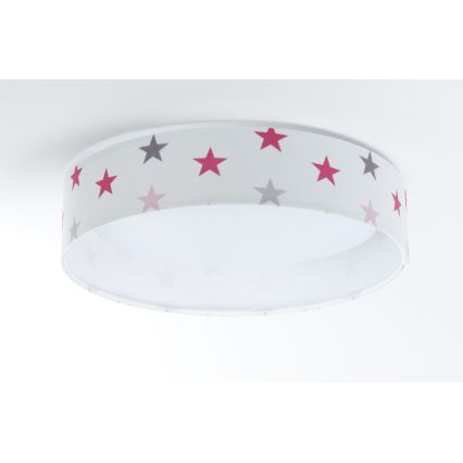 LED Dimmbares Kinder-Deckenleuchte SMART GALAXY KIDS LED/24W/230V 3000-6500K Sternchen Weiß/Rosa/Grau + Fernbedienung