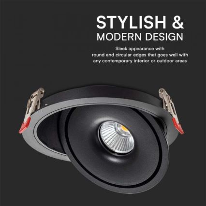 LED Einbau-Spotleuchte LED/12W/230V 3000/4000/6400K Ø 12 cm schwarz