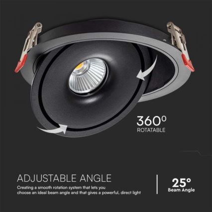 LED Einbau-Spotleuchte LED/12W/230V 3000/4000/6400K Ø 12 cm schwarz