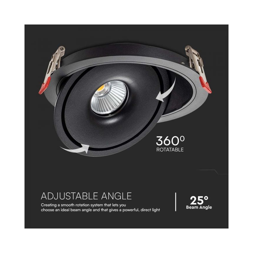 LED Einbau-Spotleuchte LED/12W/230V 3000/4000/6400K Ø 12 cm schwarz