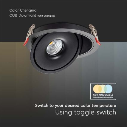 LED Einbau-Spotleuchte LED/12W/230V 3000/4000/6400K Ø 12 cm schwarz