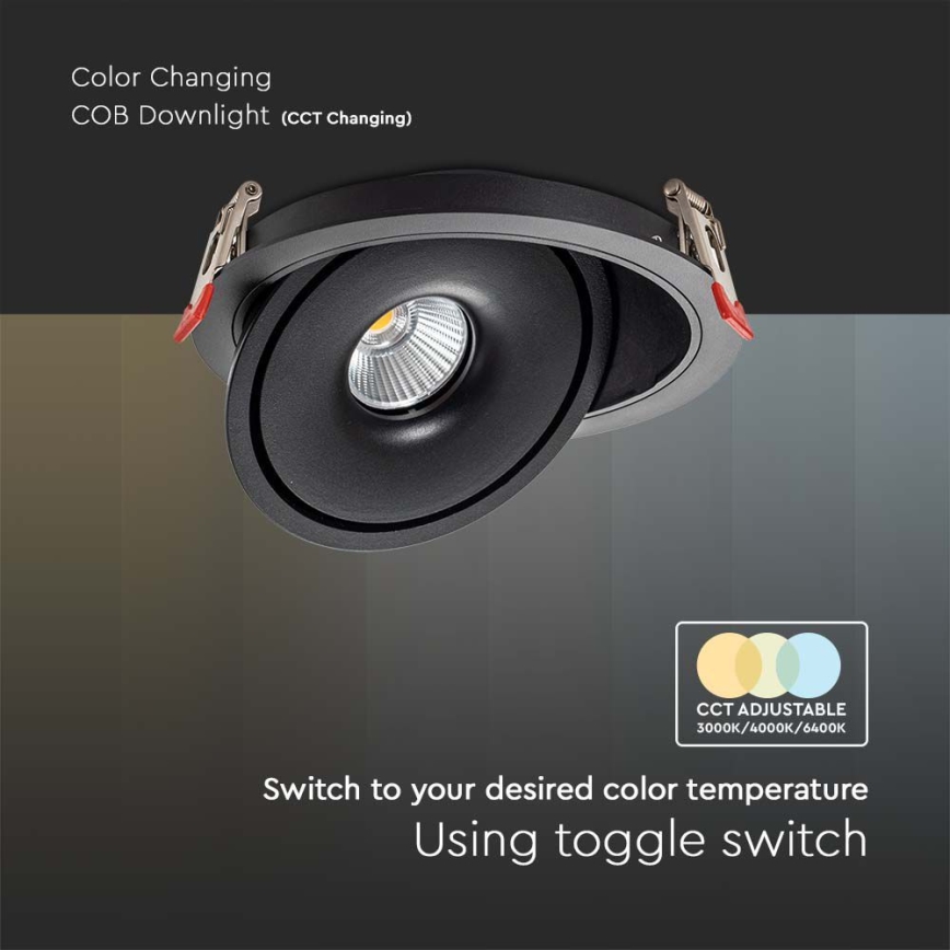 LED Einbau-Spotleuchte LED/12W/230V 3000/4000/6400K Ø 12 cm schwarz