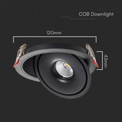 LED Einbau-Spotleuchte LED/12W/230V 3000/4000/6400K Ø 12 cm schwarz