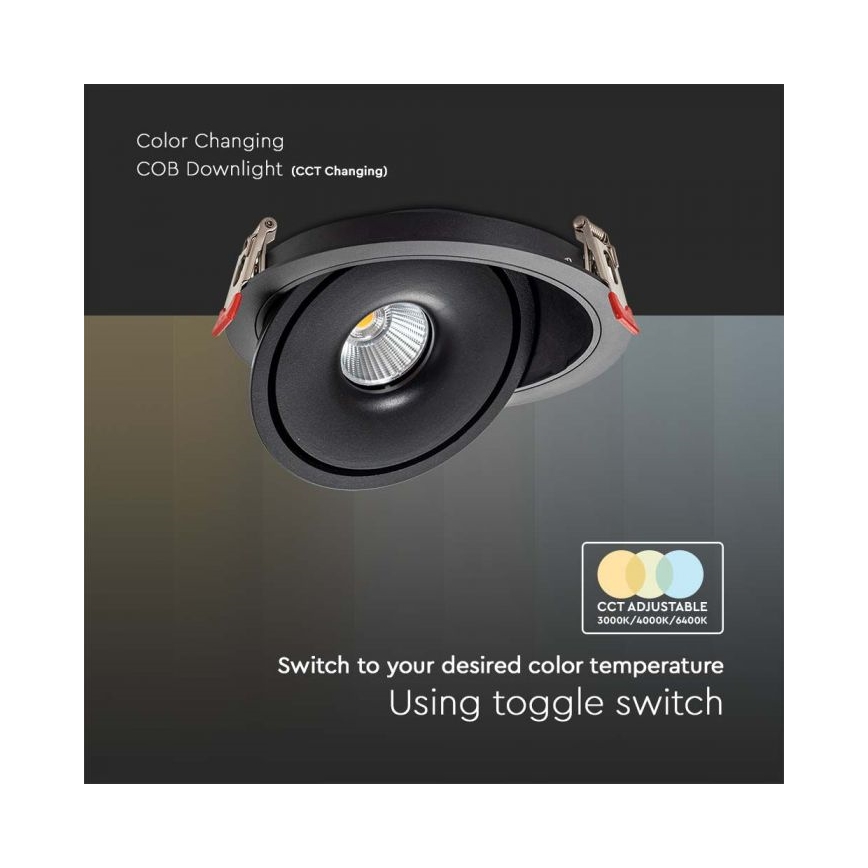 LED Einbau-Spotleuchte LED/20W/230V 3000/4000/6400K Ø 16,5 cm schwarz