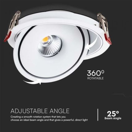 LED Einbau-Spotleuchte LED/20W/230V 3000/4000/6400K Ø 16,5 cm Weiß