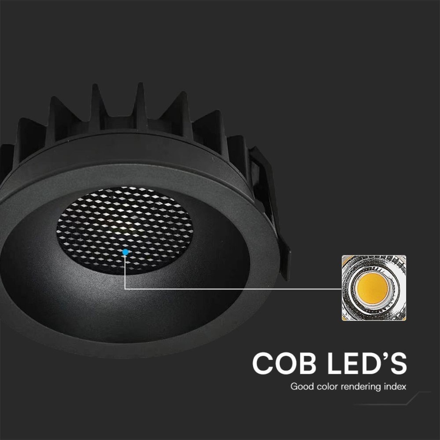 LED Einbauleuchte LED/18W/230V 3000/4000/6400K Ø 10,6 cm schwarz